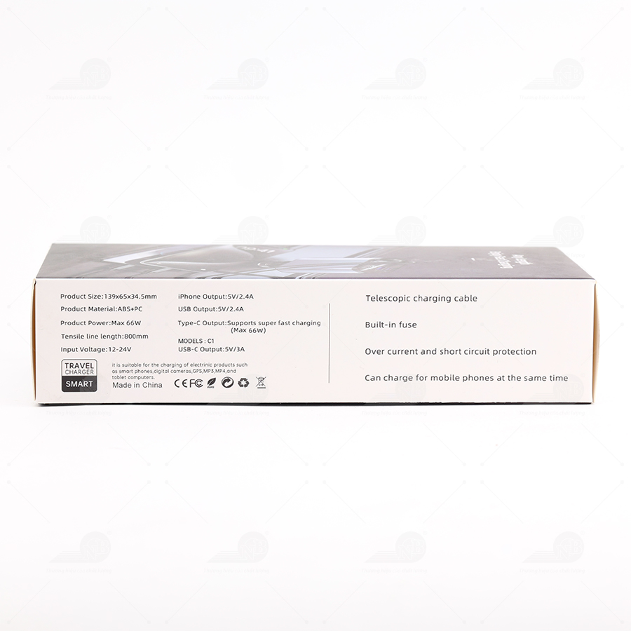 Bộ sạt nhanh 4in 1 (2 cổng + 1 dây sạc 2.4A + 1 dây sạc Type C) dây dài 800mm