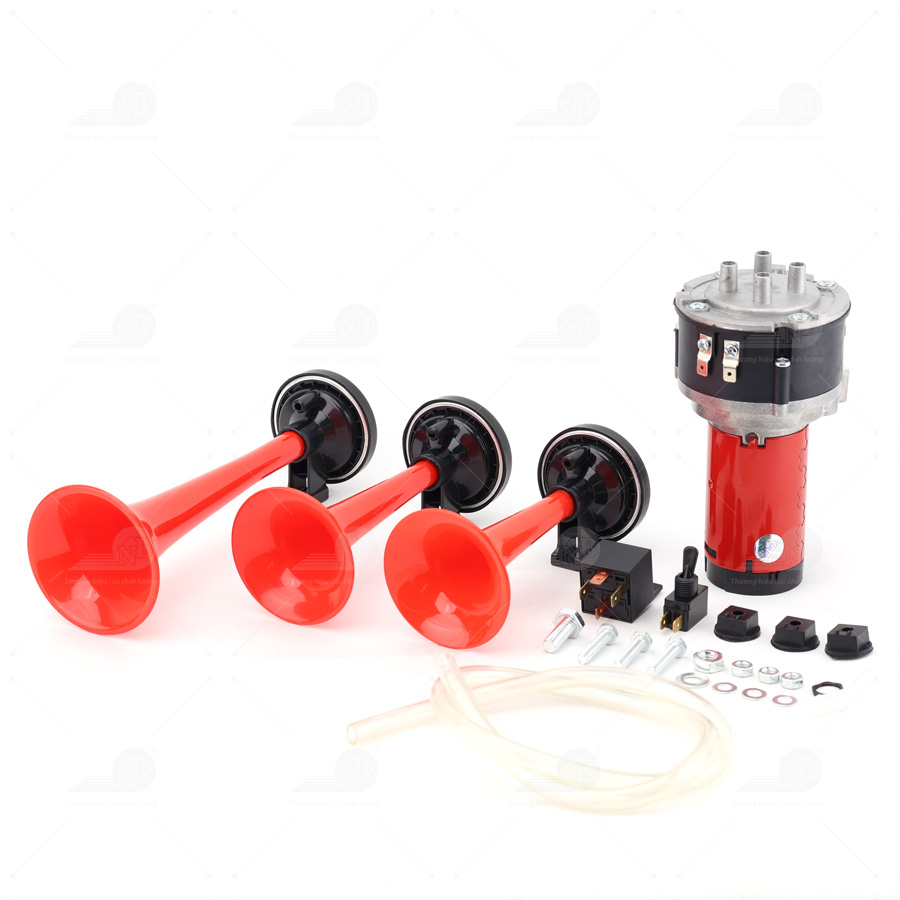 Kèn hơi 3 loa đỏ Viair (có rờ le) ( mô tơ E) VI-A10 24V