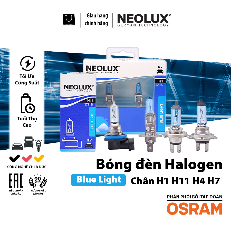 Bóng Halogen Blue Light H7 12V 55W PX26D N499B-2SCB Hiệu Neolux