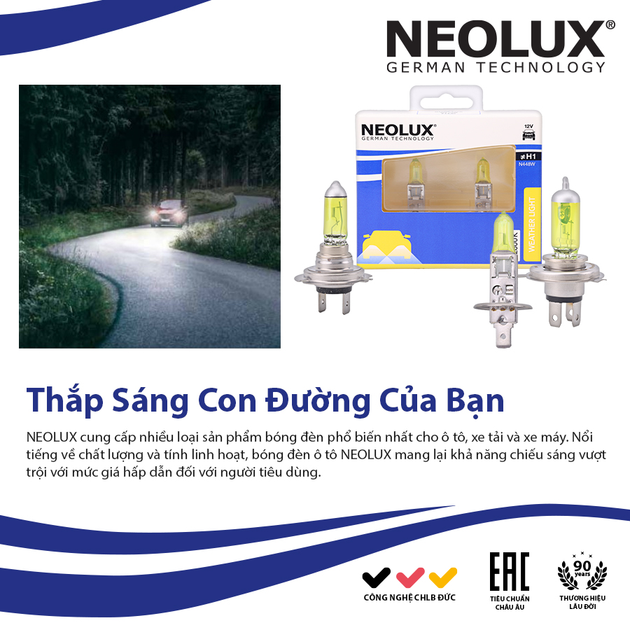 Bóng Halogen Phá Sương H7 12V 55W PX26D N499W-2SCB Hiệu Neolux