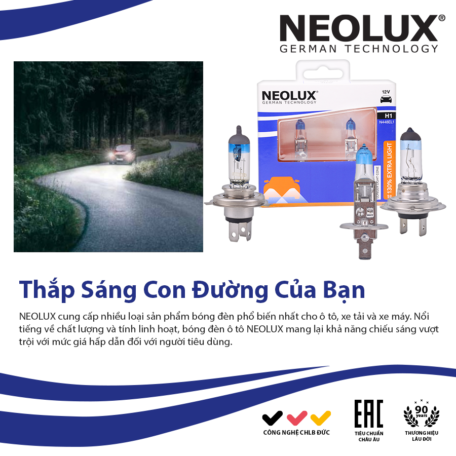 Bóng Halogen Tăng Sáng 130% H4 12V 60/55W N472EL1-2SCB Hiệu Neolux