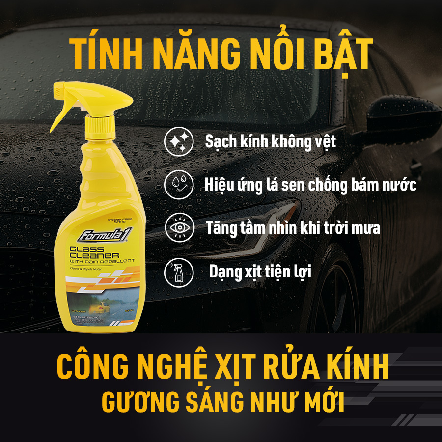 Nước rửa kính chống bám nước Formula 1 (Glass Cleaner) (680ml) # 615807 (New #615817)
