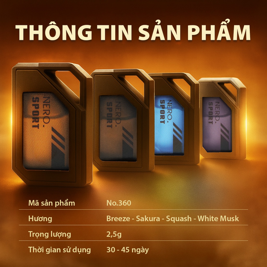 Dầu thơm NO.360-1 2in1(treo kính+ghim máy lạnh) 2.5g WHITE MUSK