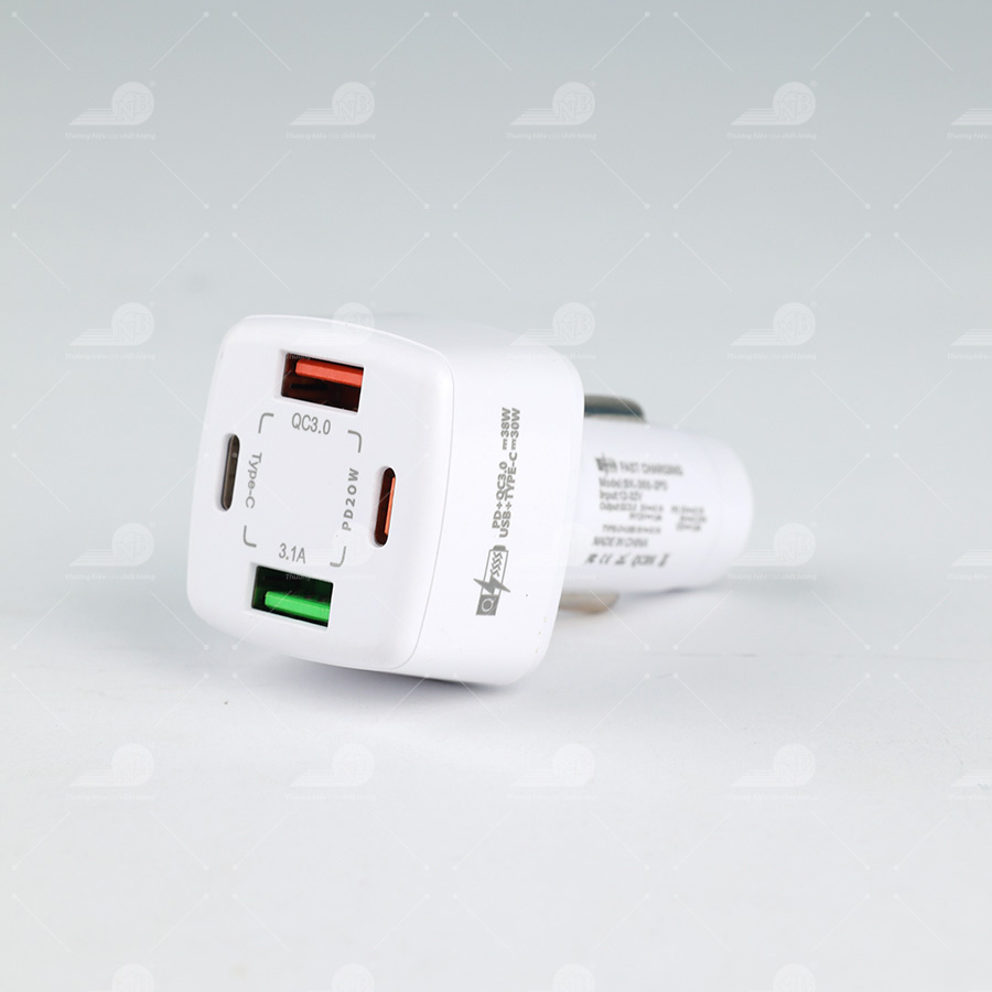 Đầu sạc 2 cổng USB+2 Type C PD20w BK365 trắng