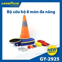 Bộ cứu hộ 8 món GOODYEAR GY-2925 (Dây sạc bình 2m5 250A, dây kéo xe 4m- đèn pin, búa thoát hiểm, bao tay, đèn pin, bảng tam giác cảnh báo, đèn tín hiệu, túi đựng)