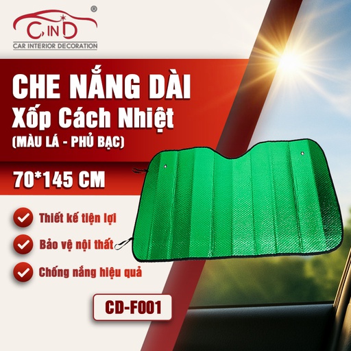 [CNLXCDF002X] Che nắng xốp ngắn CIND (màu bạc/xanh) CD-F002 60*130CM